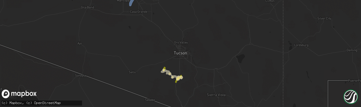 Hail map in Tucson, AZ on September 11, 2022