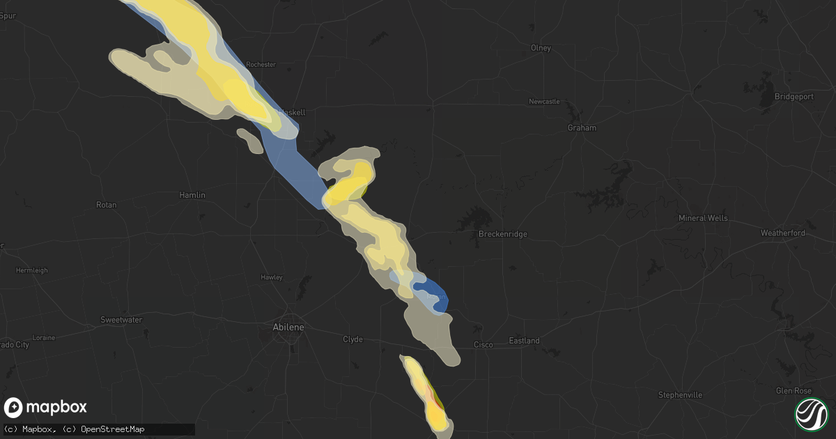 Hail map in Albany, TX on September 11, 2023