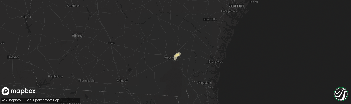 Hail map in Blackshear, GA on September 11, 2023