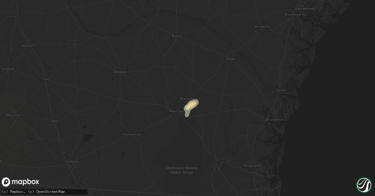 Hail map in Blackshear, GA on September 11, 2023