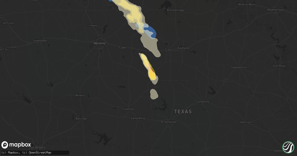 Hail map in Cross Plains, TX on September 11, 2023