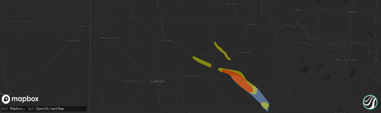 Hail map in Floydada, TX on September 11, 2023