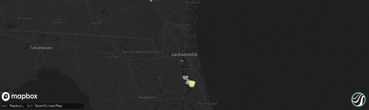 Hail map in Jacksonville, FL on September 11, 2023