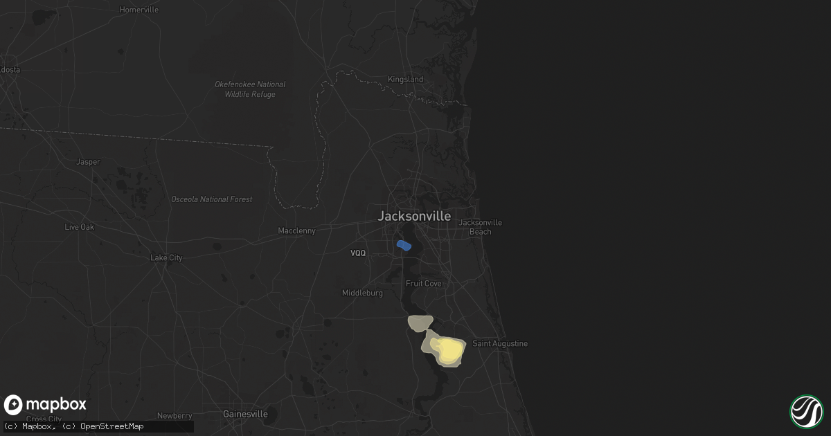 Hail map in Jacksonville, FL on September 11, 2023