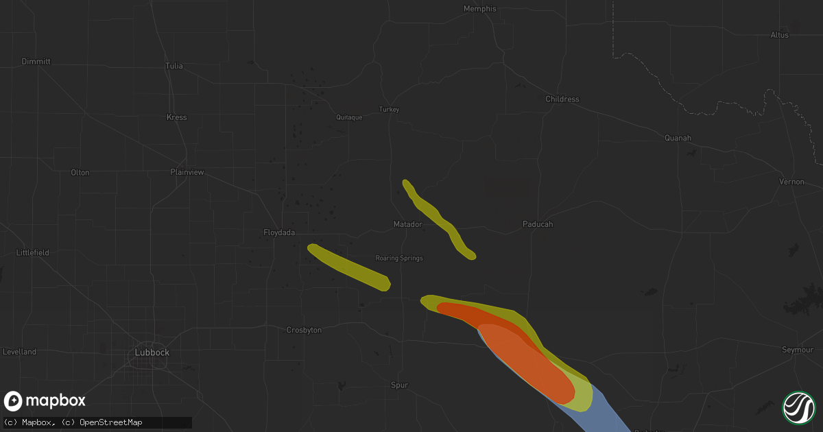 Hail map in Matador, TX on September 11, 2023