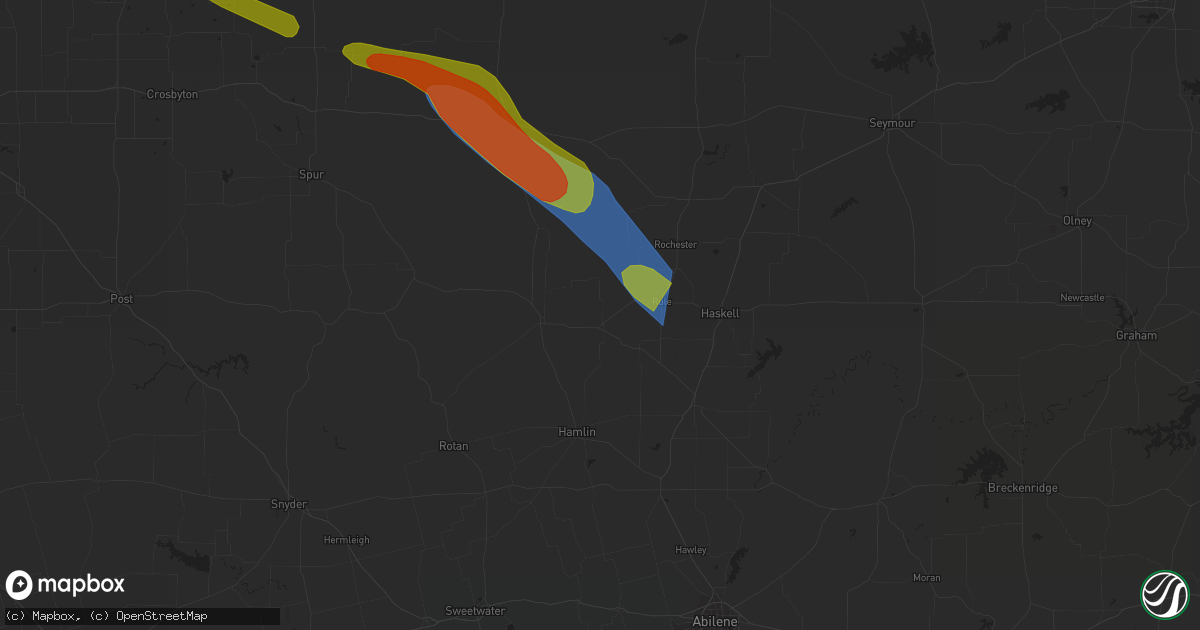 Hail map in Old Glory, TX on September 11, 2023