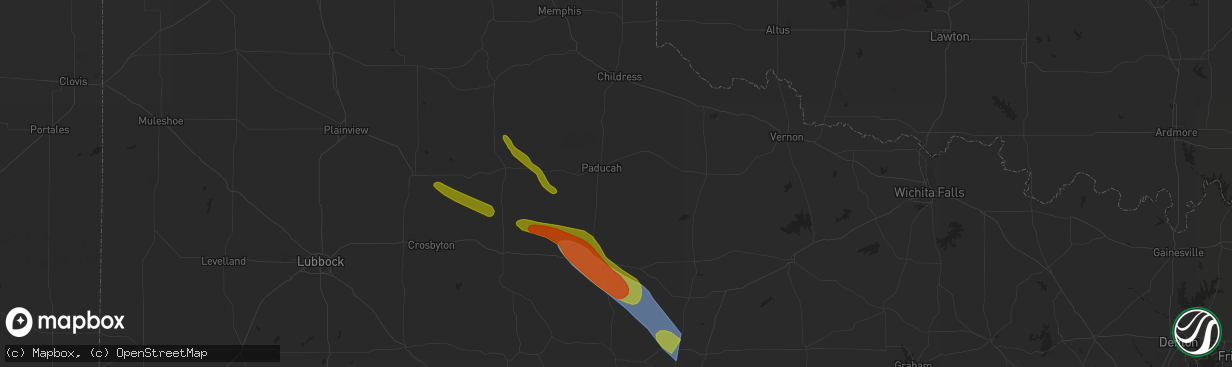 Hail map in Paducah, TX on September 11, 2023