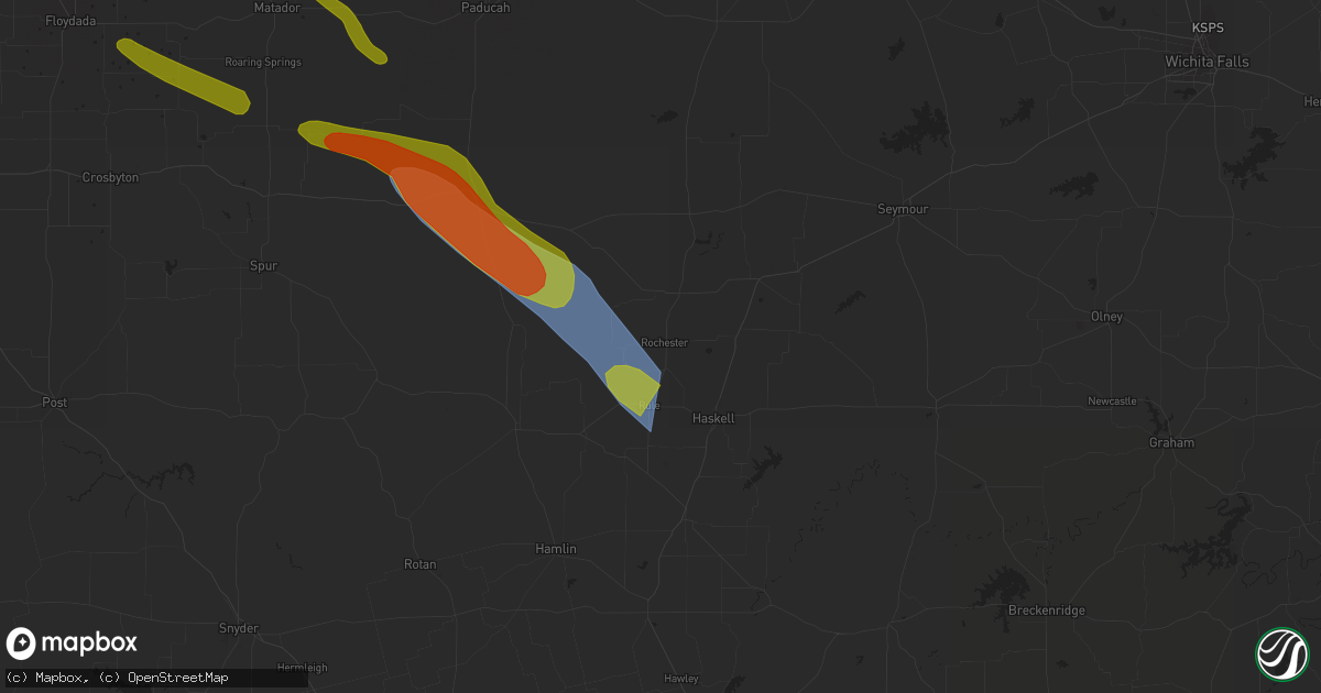 Hail map in Rochester, TX on September 11, 2023