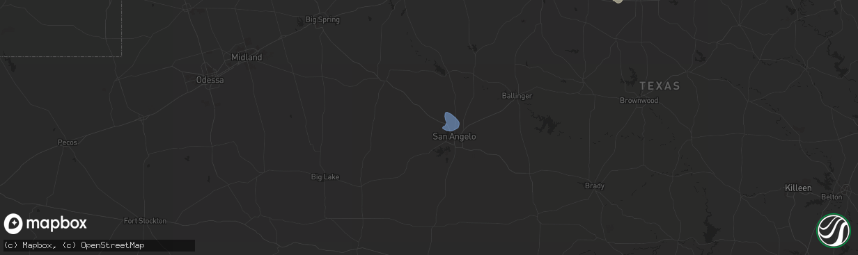 Hail map in San Angelo, TX on September 11, 2023