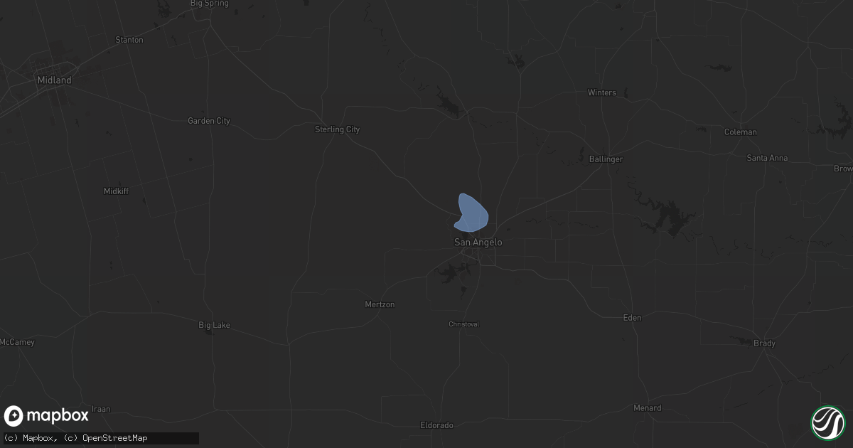 Hail map in San Angelo, TX on September 11, 2023