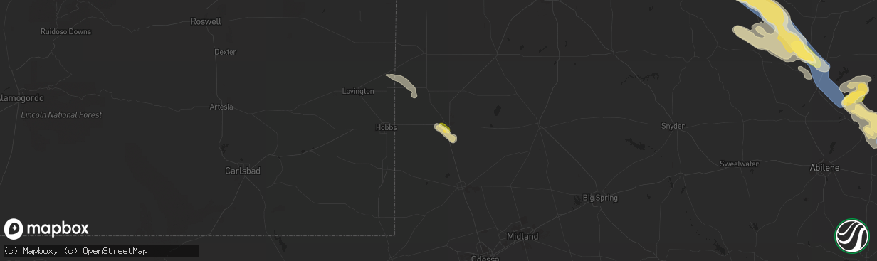 Hail map in Seminole, TX on September 11, 2023