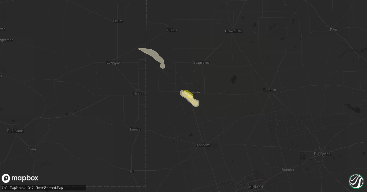 Hail map in Seminole, TX on September 11, 2023