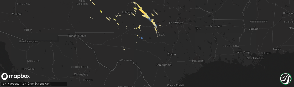 Hail map in Texas on September 11, 2023