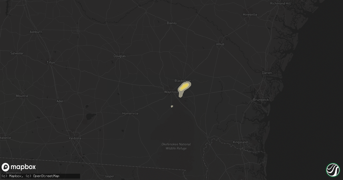 Hail map in Waycross, GA on September 11, 2023