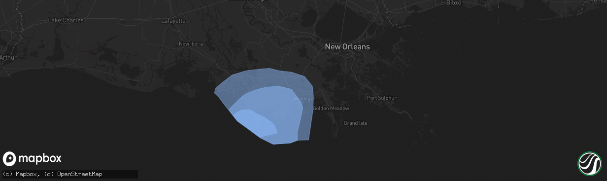 Hail map in Bourg, LA on September 11, 2024