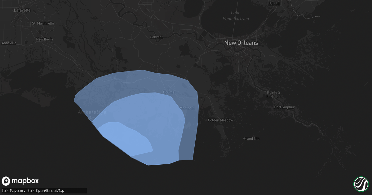 Hail map in Bourg, LA on September 11, 2024