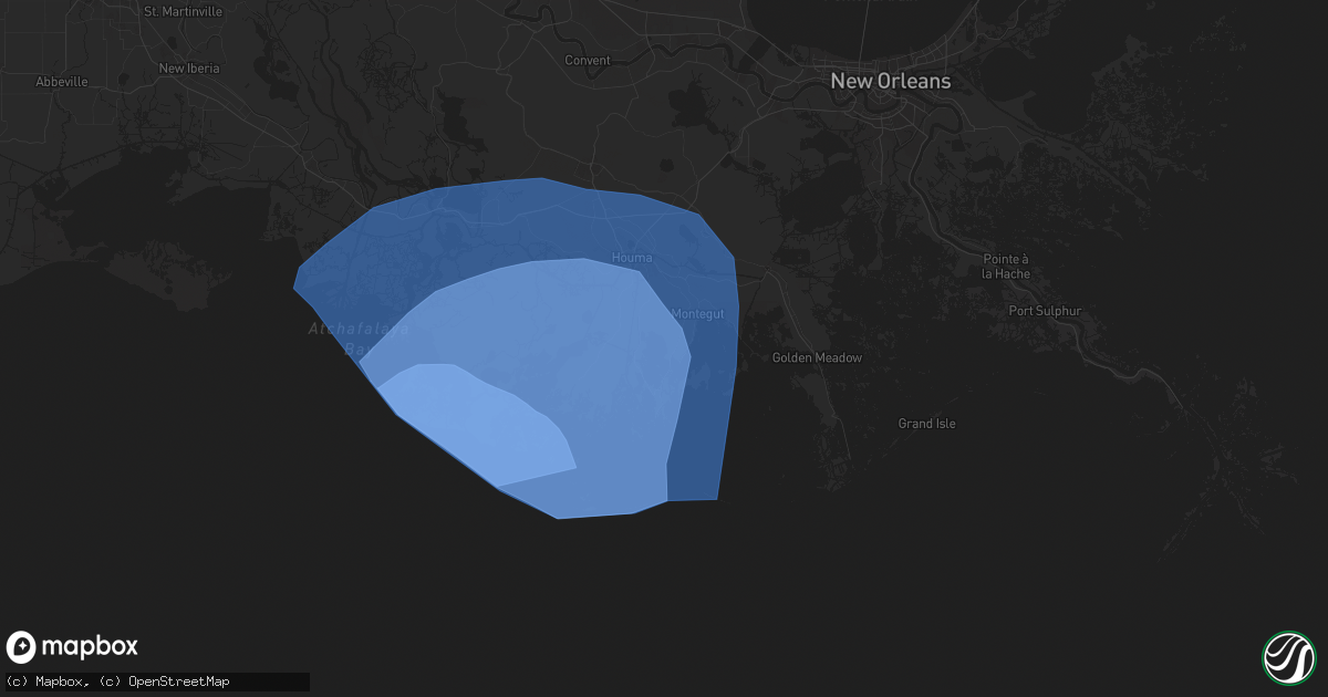 Hail map in Chauvin, LA on September 11, 2024