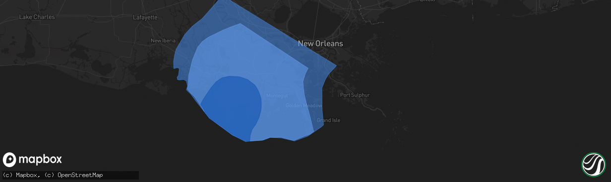 Hail map in Cut Off, LA on September 11, 2024