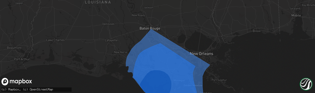 Hail map in Donaldsonville, LA on September 11, 2024