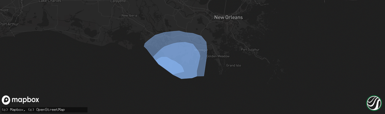 Hail map in Dulac, LA on September 11, 2024