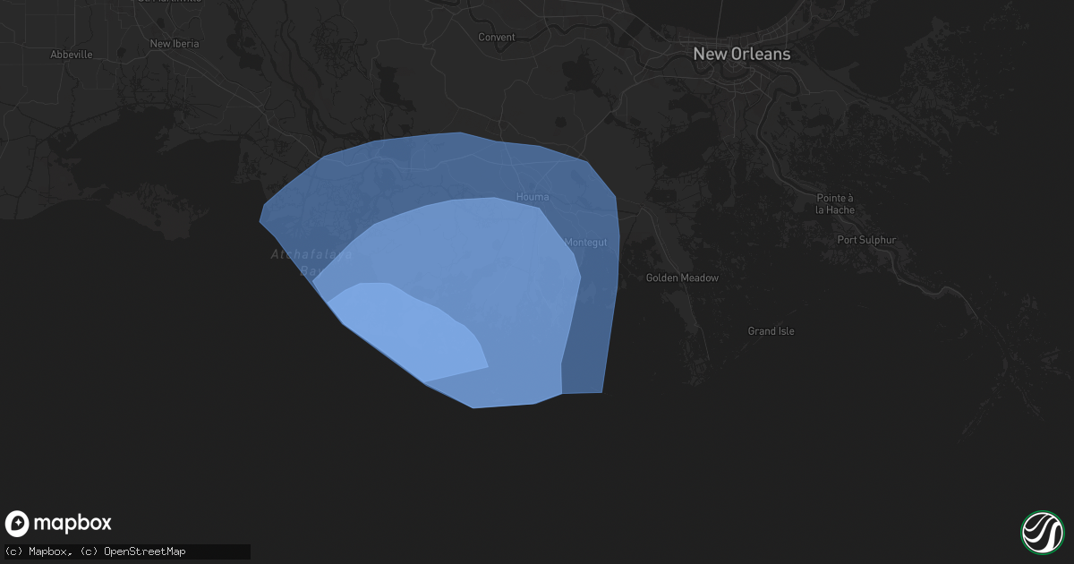 Hail map in Dulac, LA on September 11, 2024