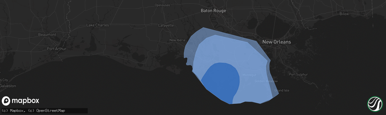 Hail map in Franklin, LA on September 11, 2024