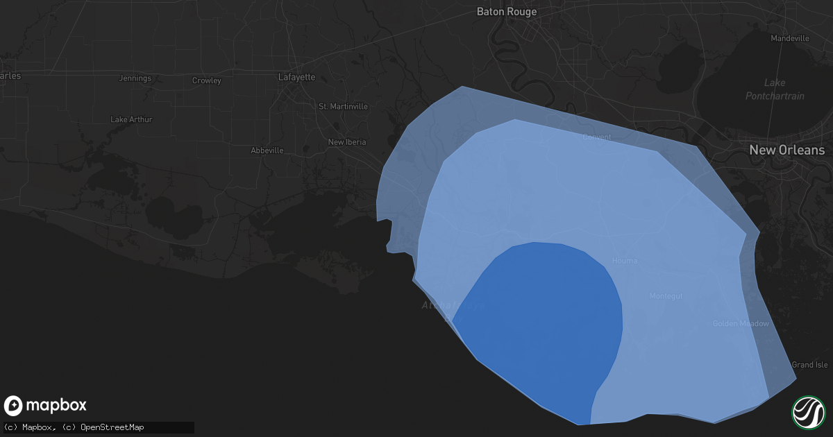Hail map in Franklin, LA on September 11, 2024