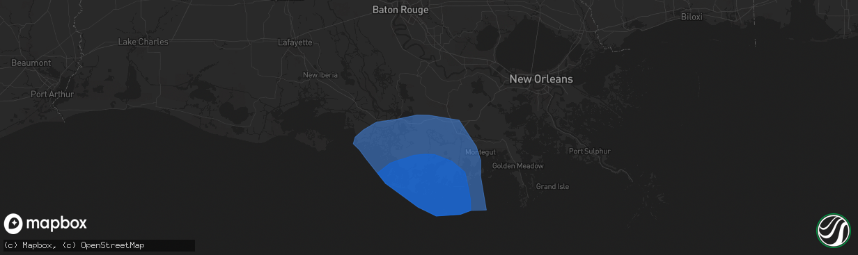 Hail map in Gibson, LA on September 11, 2024