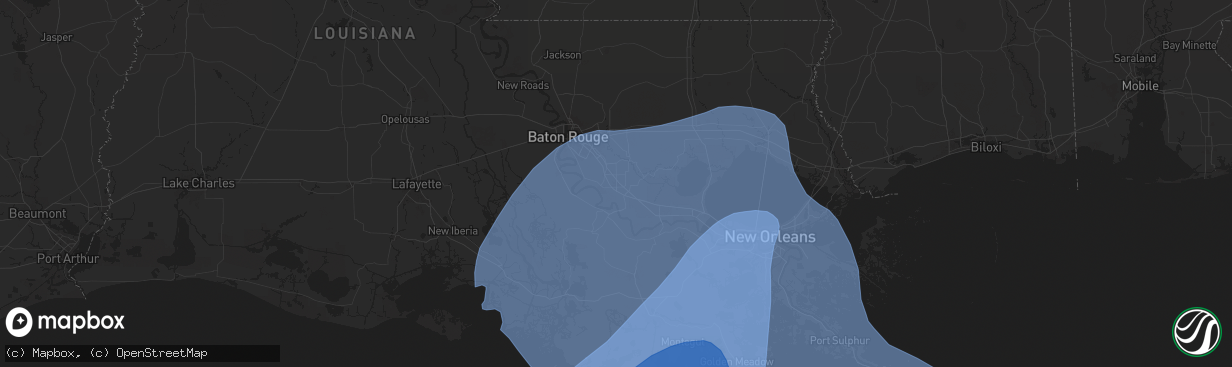 Hail map in Gonzales, LA on September 11, 2024