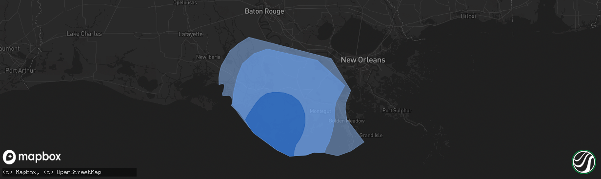 Hail map in Gray, LA on September 11, 2024