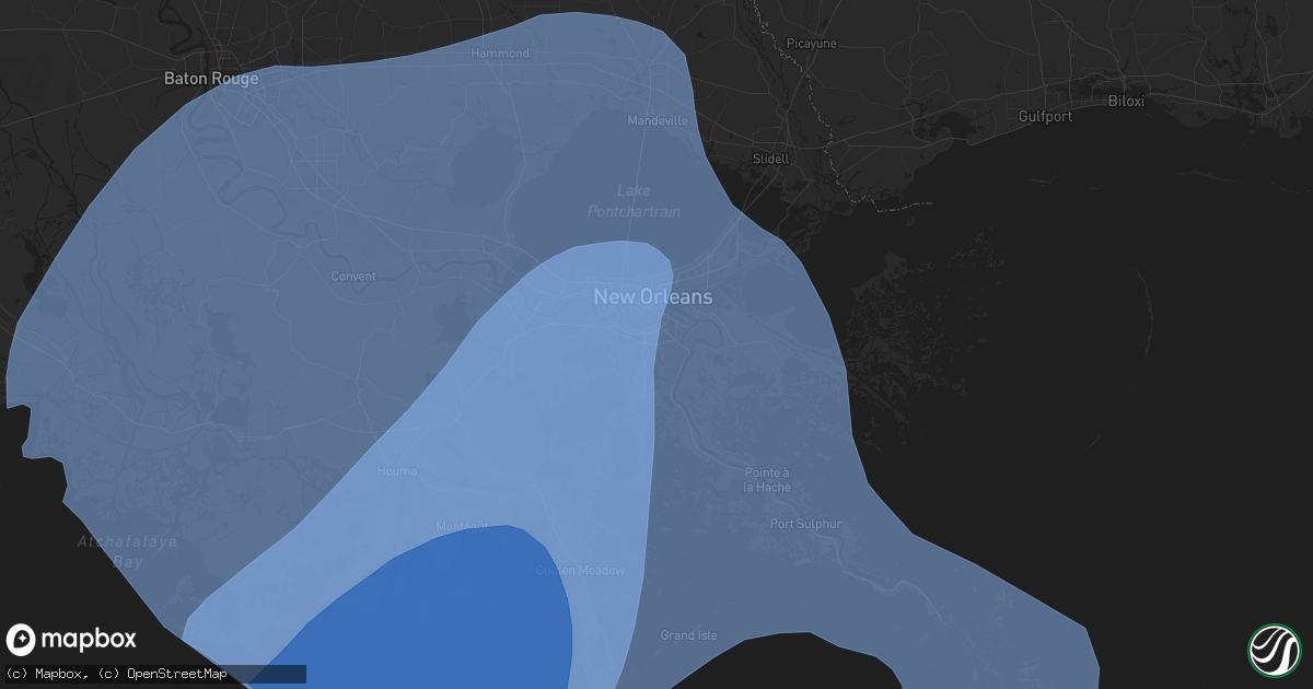 Hail map in Harvey, LA on September 11, 2024