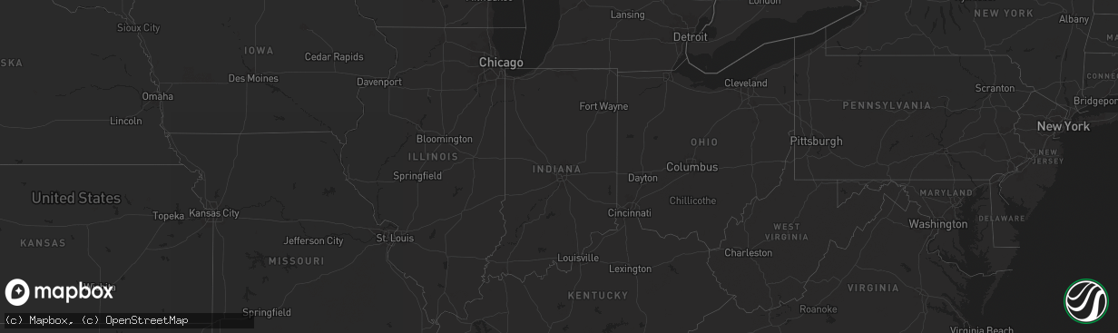 Hail map in Indiana on September 11, 2024