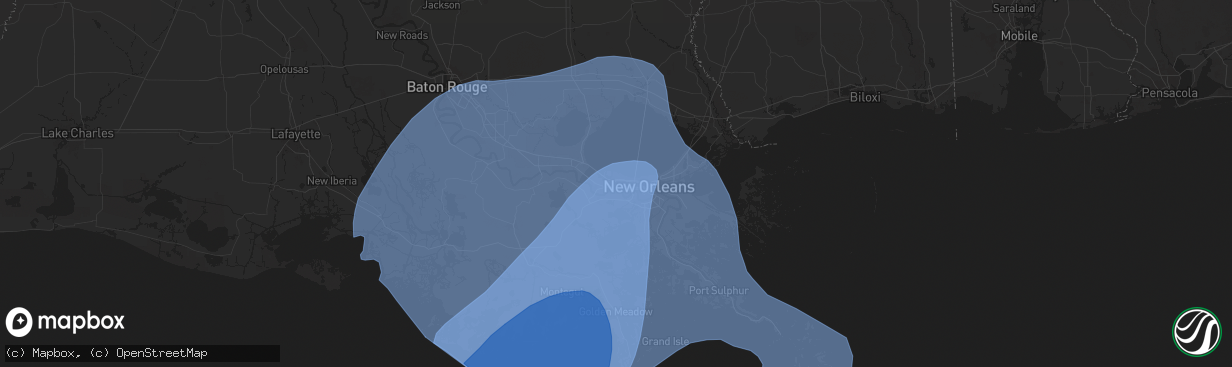 Hail map in Kenner, LA on September 11, 2024