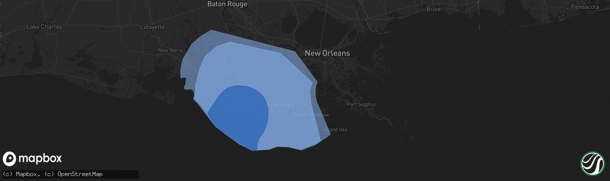 Hail map in Larose, LA on September 11, 2024