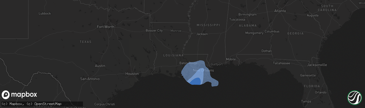 Hail map in Louisiana on September 11, 2024