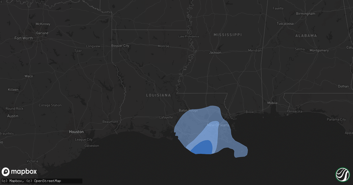 Hail map in Louisiana on September 11, 2024