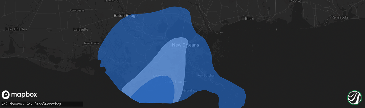 Hail map in Marrero, LA on September 11, 2024