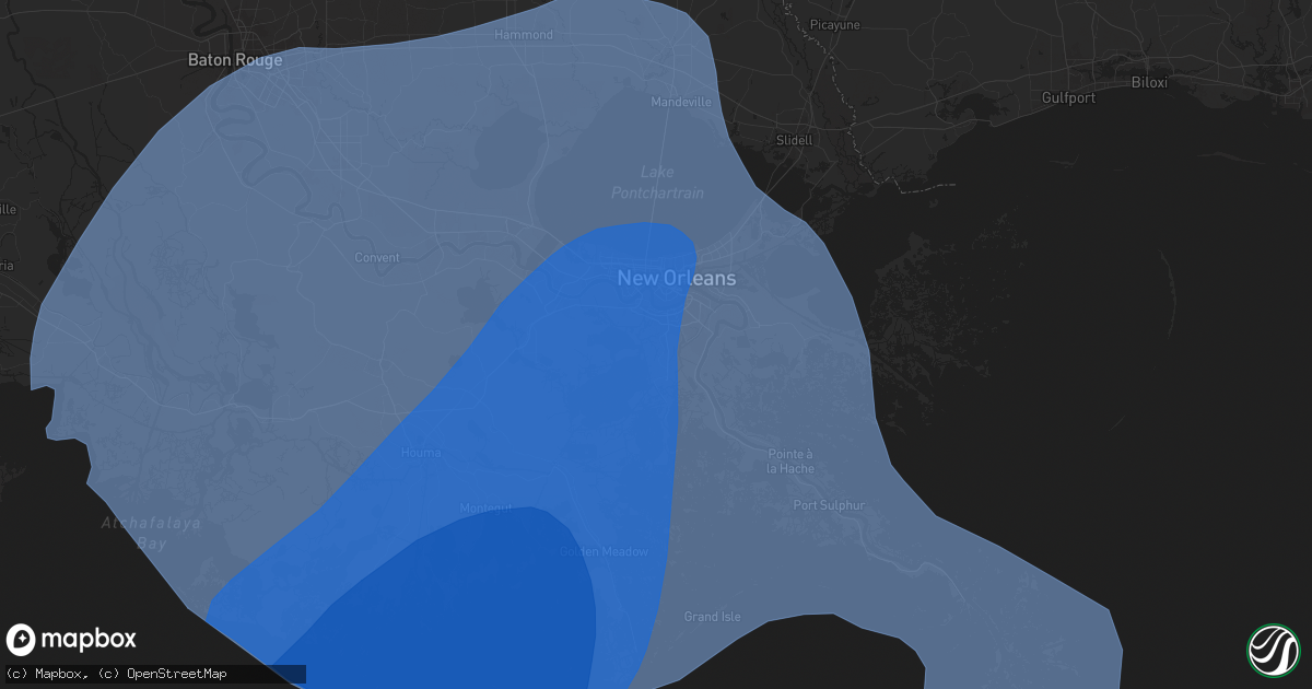 Hail map in Marrero, LA on September 11, 2024