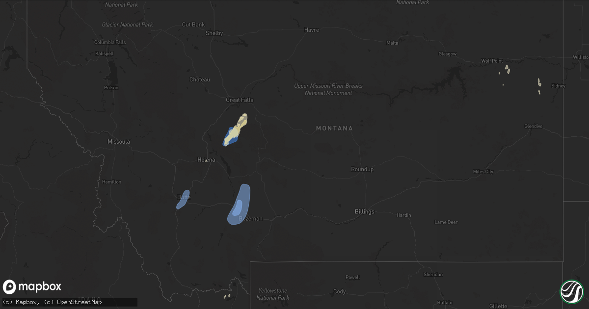 Hail map in Montana on September 11, 2024