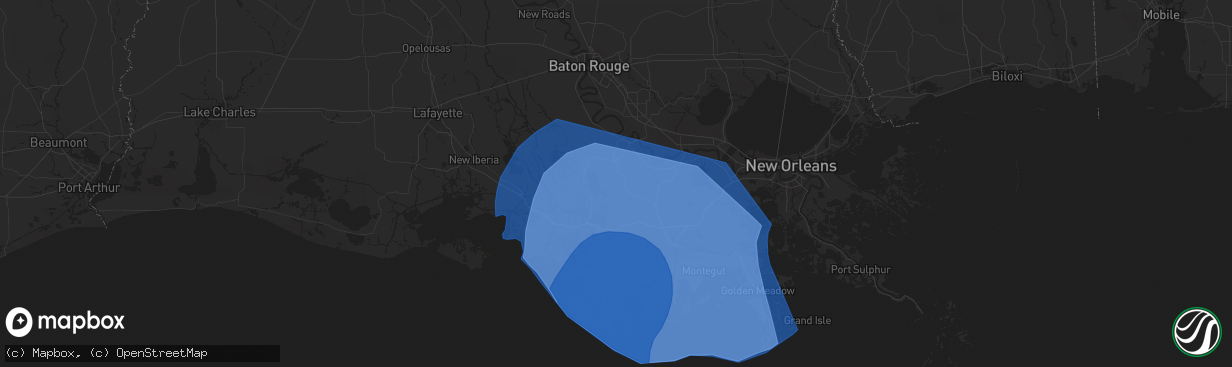 Hail map in Napoleonville, LA on September 11, 2024