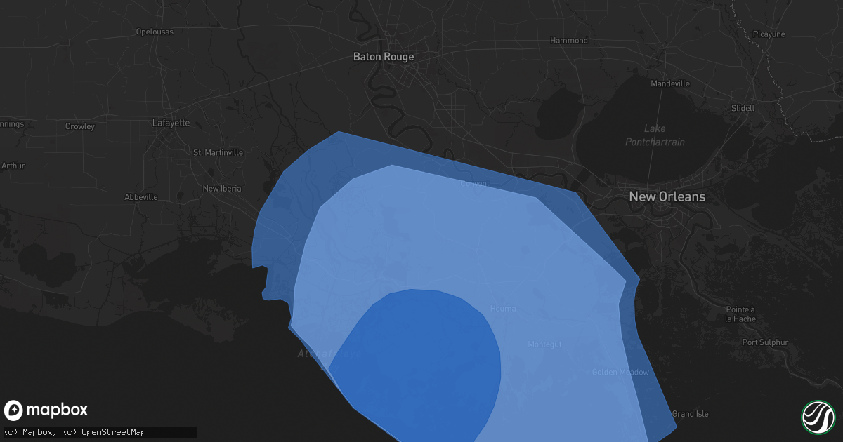 Hail map in Napoleonville, LA on September 11, 2024