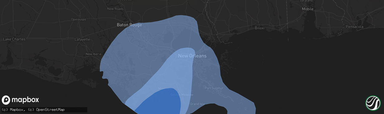 Hail map in New Orleans, LA on September 11, 2024