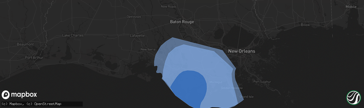 Hail map in Pierre Part, LA on September 11, 2024