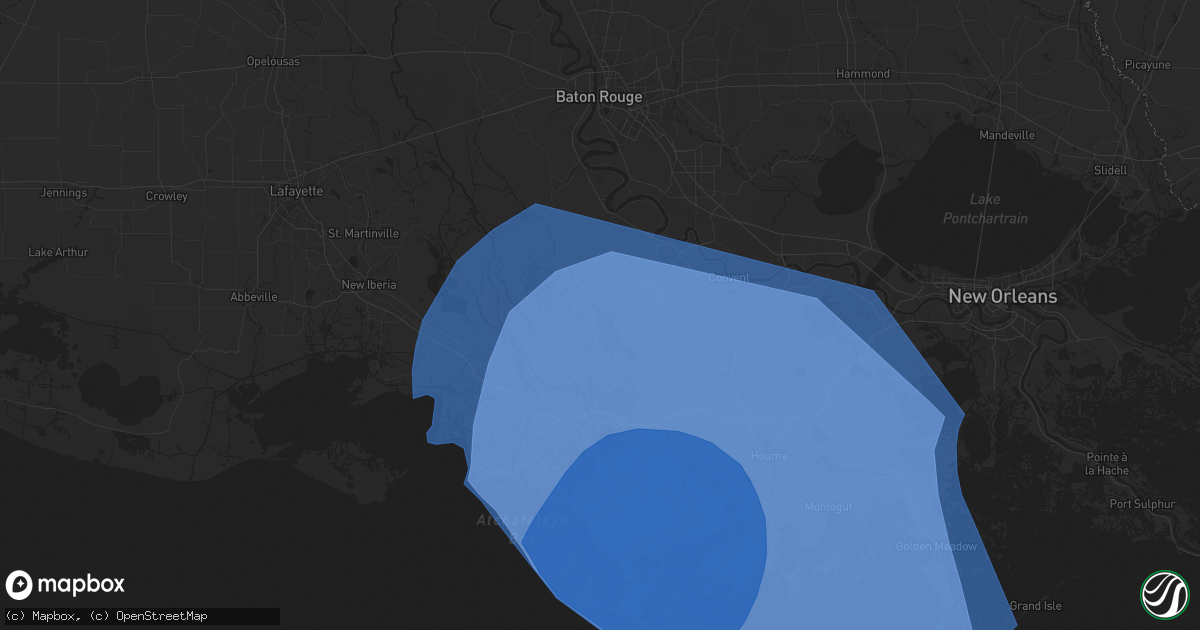 Hail map in Pierre Part, LA on September 11, 2024