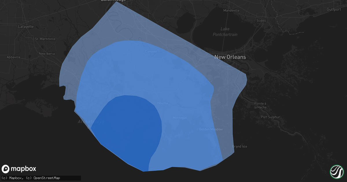 Hail map in Raceland, LA on September 11, 2024
