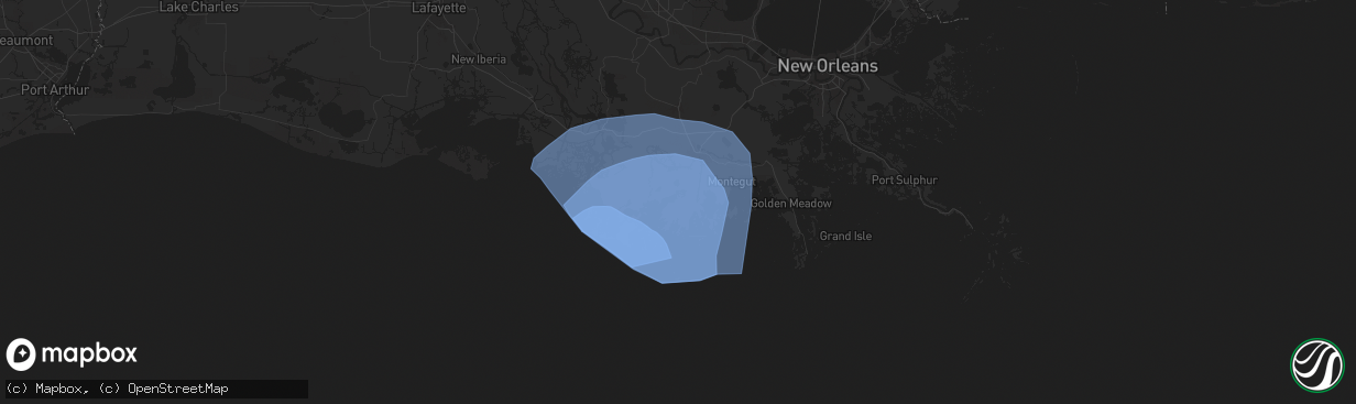 Hail map in Theriot, LA on September 11, 2024