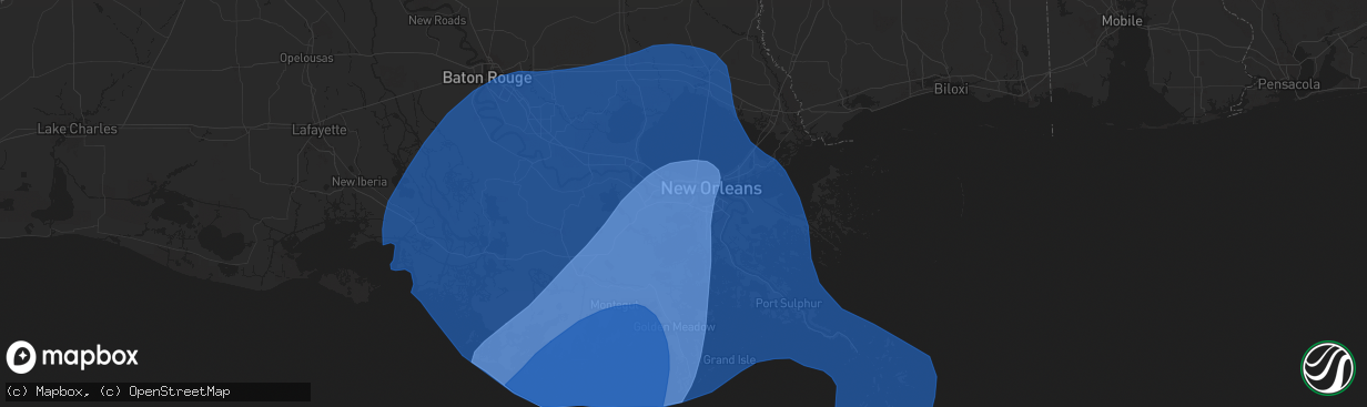 Hail map in Westwego, LA on September 11, 2024