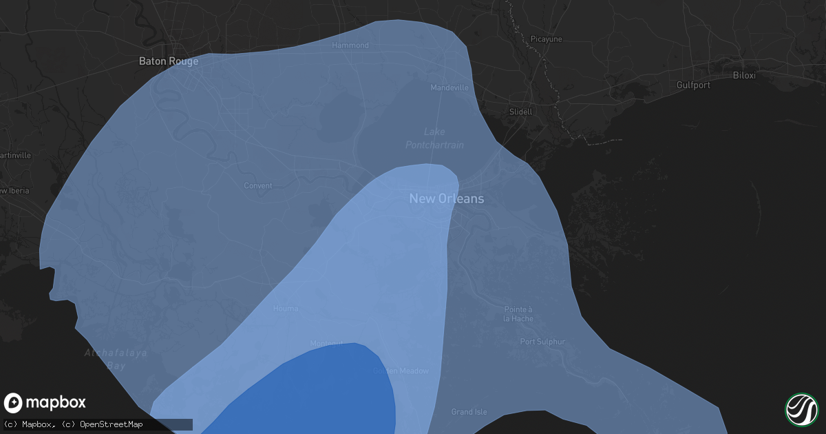 Hail map in Westwego, LA on September 11, 2024