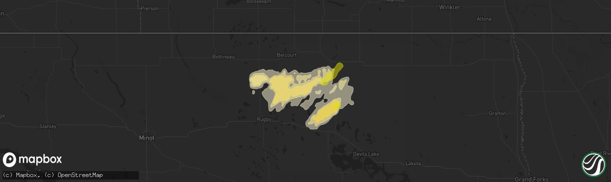 Hail map in Agate, ND on September 11, 2025