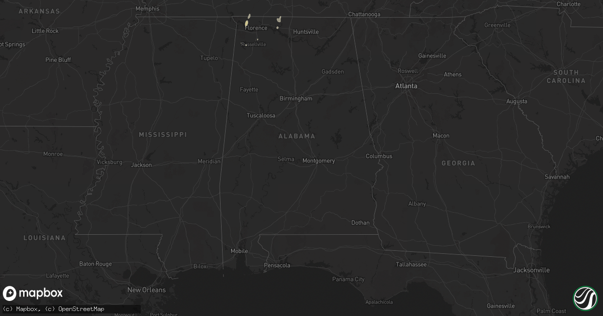 Hail map in Alabama on September 11, 2025